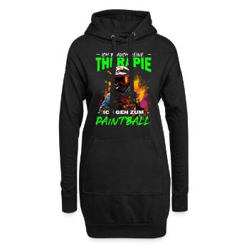 Ich brauch keine Therapie ich geh zum Paintball - Hoodie-Kleid - Schwarz - Vorne
