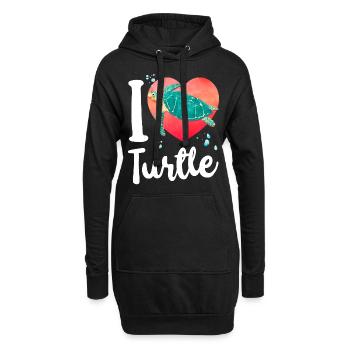 Sea Turtle Tortoise Heart I Love - Hoodie-Kleid - Schwarz - Vorne