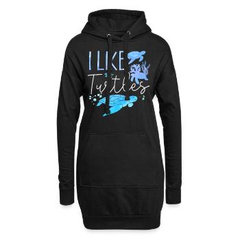 Sea Turtle Tortoise I Like Turtles - Hoodie-Kleid - Schwarz - Vorne