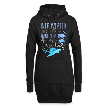 Sea Turtle Tortoise Introverted - Hoodie-Kleid - Schwarz - Vorne