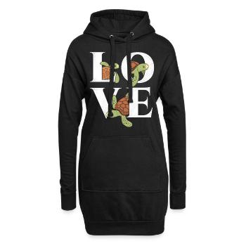 Sea Turtle Tortoise Love - Hoodie-Kleid - Schwarz - Vorne