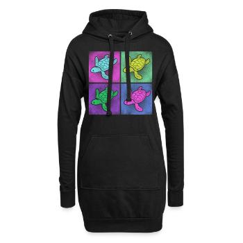 Sea Turtle Tortoise Retro Vintage - Sweat-shirt à capuche long Femme - noir - Devant