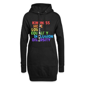 Gentillesse Paix Egalité Inclusion Diversité Humain - Sweat-shirt à capuche long Femme - noir - Devant