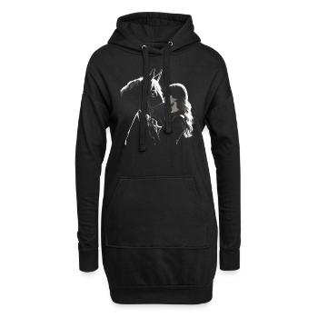 Cavalier & Cheval | Fille de cheval | Équitation Western - Sweat-shirt à capuche long Femme - noir - Devant