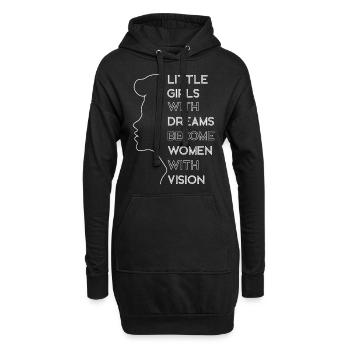 Petites filles féministes avec des rêves - Sweat-shirt à capuche long Femme - noir - Devant