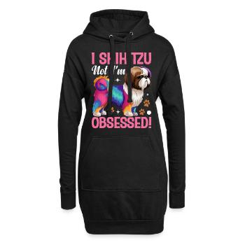 Je Shih Tzu pas je suis obsédé - Sweat-shirt à capuche long Femme - noir - Devant