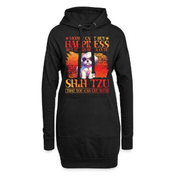 Shih Tzu Drôle de dicton - Sweat-shirt à capuche long Femme - noir - Devant