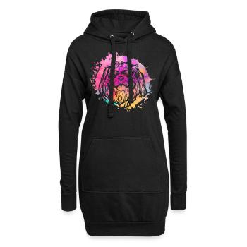 Shih Tzu - Sweat-shirt à capuche long Femme - noir - Devant