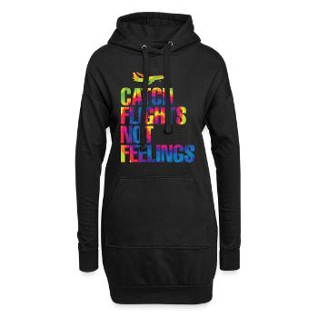Catch Flights Not Feelings - Hoodie-Kleid - Schwarz - Vorne