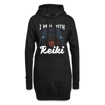 Reiki Je guéris avec la guérison énergétique de la méditation Reiki - Sweat-shirt à capuche long Femme - noir - Devant