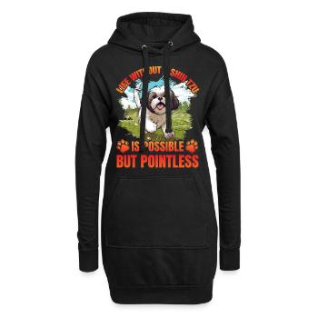 La vie sans Shih Tzu est possible mais inutile - Sweat-shirt à capuche long Femme - noir - Devant