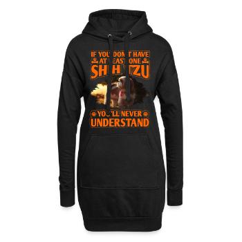 Shih Tzu - Sweat-shirt à capuche long Femme - noir - Devant