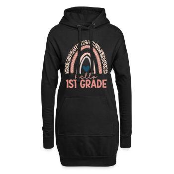 Hallo 1. Klasse Zurück zur Schule Erster Tag - Hoodie-Kleid - Schwarz - Vorne
