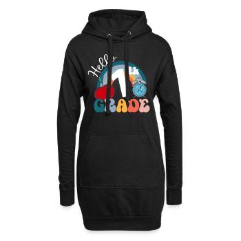 Bonjour 1ère année de rentrée scolaire Premier jour - Sweat-shirt à capuche long Femme - noir - Devant