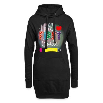 Bonjour 1ère année de rentrée scolaire Premier jour - Sweat-shirt à capuche long Femme - noir - Devant