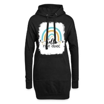 Hallo 1. Klasse Zurück zur Schule Erster Tag - Hoodie-Kleid - Schwarz - Vorne