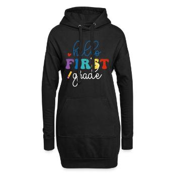 Hallo 1. Klasse Zurück zur Schule Erster Tag - Hoodie-Kleid - Schwarz - Vorne
