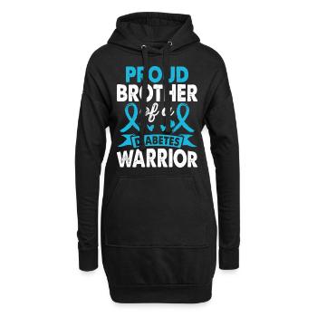 Frère du diabète Mois de sensibilisation des guerriers bleu - Sweat-shirt à capuche long Femme - noir - Devant