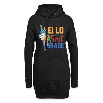 Hallo 1. Klasse Zurück zur Schule Erster Tag - Hoodie-Kleid - Schwarz - Vorne