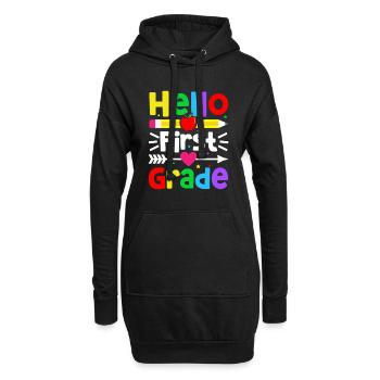 Bonjour 1ère année de rentrée scolaire Premier jour - Sweat-shirt à capuche long Femme - noir - Devant