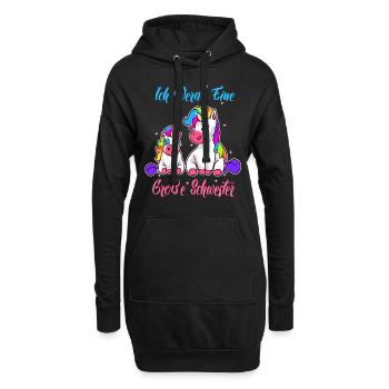 Einhorn Geschwister Ich Werde Eine Große Schwester - Hoodie-Kleid - Schwarz - Vorne