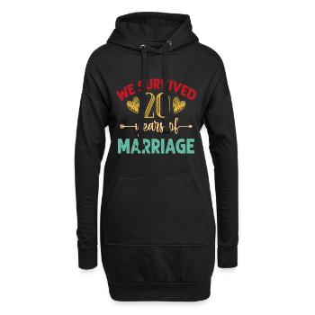 Nous avons survécu à 20 ans de couple de mariage 20ème - Sweat-shirt à capuche long Femme - noir - Devant