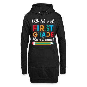 Hallo 1. Klasse Zurück zur Schule Erster Tag - Hoodie-Kleid - Schwarz - Vorne