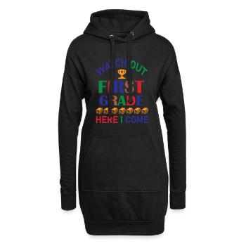 Hallo 1. Klasse Zurück zur Schule Erster Tag - Hoodie-Kleid - Schwarz - Vorne