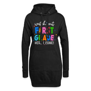 Hallo 1. Klasse Zurück zur Schule Erster Tag - Hoodie-Kleid - Schwarz - Vorne