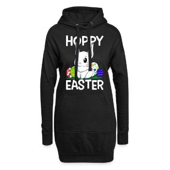Hoppy Easter Süßer Osterhase Ostern Eiersuche - Hoodie-Kleid - Schwarz - Vorne