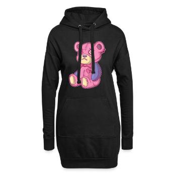 Kawaii Pastell Goth Teddybär Gothic Occult Voodoo - Hoodie-Kleid - Schwarz - Vorne