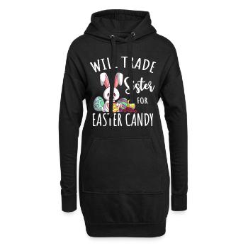 Tausche Schwester Für Süßigkeiten Ostern Osterhase - Hoodie-Kleid - Schwarz - Vorne