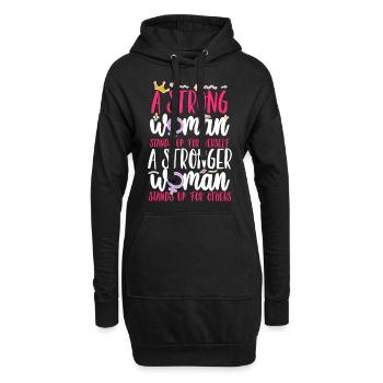 Feminist A Strong Woman Stands Up - Hoodie-Kleid - Schwarz - Vorne