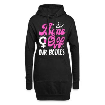 Les féministes bannissent nos corps - Sweat-shirt à capuche long Femme - noir - Devant