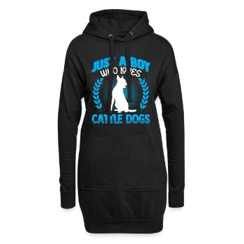Junge der Australian Cattle Dog liebt - Hoodie-Kleid - Schwarz - Vorne