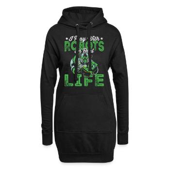 Robotik-liebhaber, Ich Spiele Mit - Hoodie-Kleid - Schwarz - Vorne