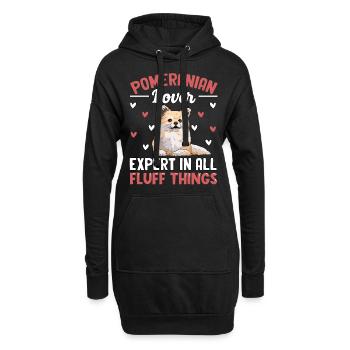 Amoureux de la Poméranie Expert en tout ce qui concerne les peluches - Sweat-shirt à capuche long Femme - noir - Devant