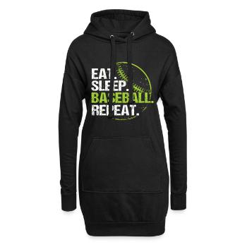Essen Sie Schlaf Baseball Wiederholen Sie das Übungstraining - Hoodie-Kleid - Schwarz - Vorne
