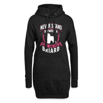 Fille et son Briard Berger de Brie - Sweat-shirt à capuche long Femme - noir - Devant