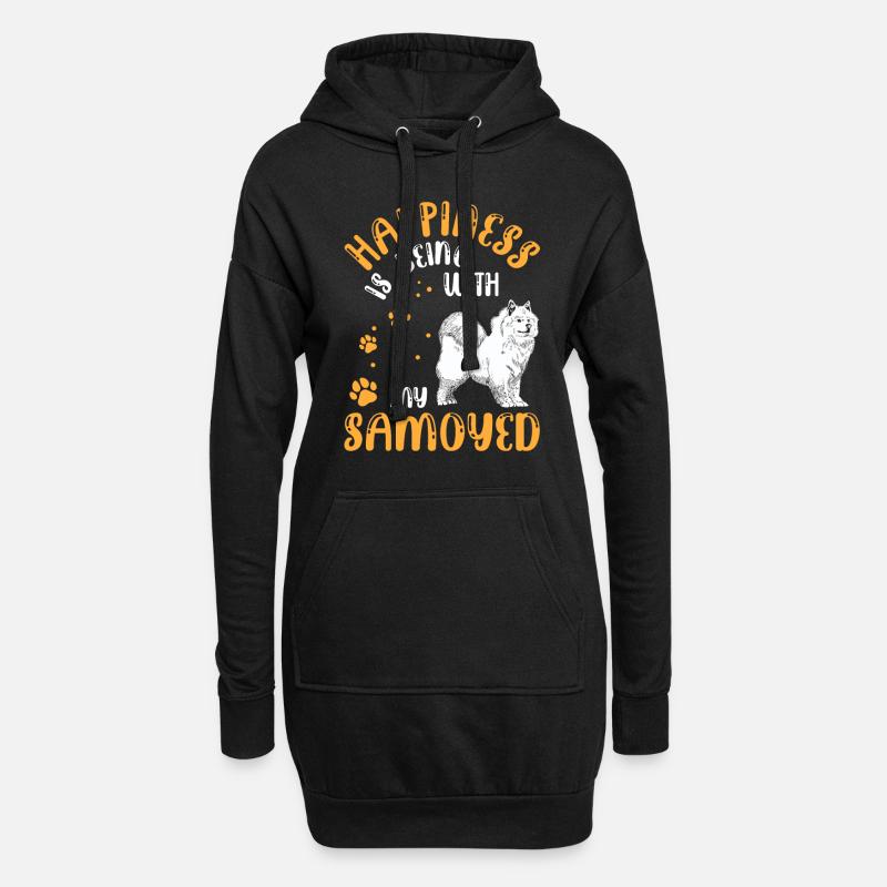 Samojede macht mich glücklich Samojedenspitz - Hoodie-Kleid - Schwarz