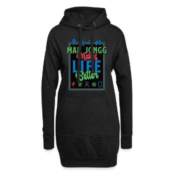 Mah Jongg Makes Life Better Loves Chinese Mahjong - Hoodie-Kleid - Schwarz - Vorne