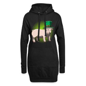 Glücksschwein St. Patricks Day - Hoodie-Kleid - Schwarz - Vorne