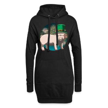 Cochon chanceux Réveillon du Nouvel An Jour de l’An - Sweat-shirt à capuche long Femme - noir - Devant