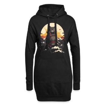Jeu d’épée japonais Samurai Kitty - Sweat-shirt à capuche long Femme - noir - Devant