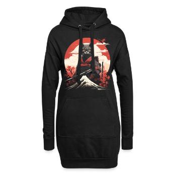 Ancien Guerrier du Japon Chat Ninja | Minou samouraï - Sweat-shirt à capuche long Femme - noir - Devant