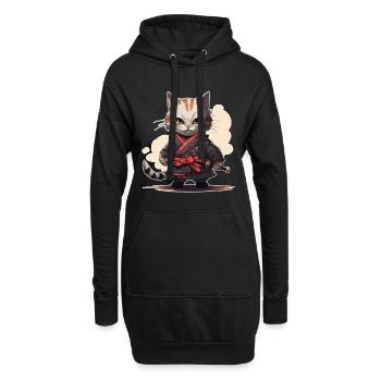 Jeu d’épée japonais Samurai Kitty - Sweat-shirt à capuche long Femme - noir - Devant