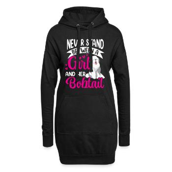 Mädchen und ihr Bobtail Old English Sheepdog - Hoodie-Kleid - Schwarz - Vorne