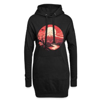 Impression d’art paysager japonais du mont Fuji - Sweat-shirt à capuche long Femme - noir - Devant