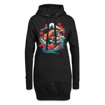 Koi Fish in Zen Garden - Hoodie-Kleid - Schwarz - Vorne