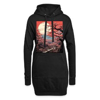 Japanese Cherry Blossom Tree Art Print Sakura - Sweat-shirt à capuche long Femme - noir - Devant